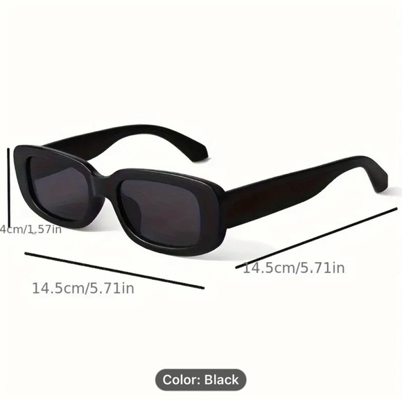 Bold Black Rectangular Sunglasses - Picture 3 of 3